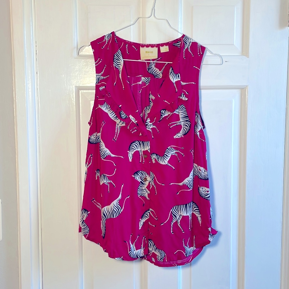 Anthropologie Audrey Sleeveless Zebra Top Size 4